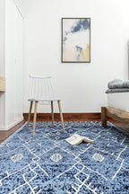 Furnish my Place Trellis Pattern Rug - 5 ft. x 8 ft, Navy, Bohemian Rug with Transitional Design