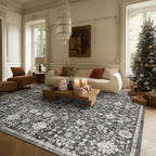 8x10 Washable Area Rugs Ultral Soft Non-Slip Stain Resistant Vintage Boho Large Carpet for High-Traffic Living Room & Dining Room