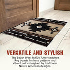 YHSF South West Native American Area Rug C318 - Easy Clean, Thick, Soft, Durable Native Tribal American Indian Inspired Rug for Bedroom/Living Room & More - Berber, 3 Feet 10 Inches x 5 Feet 2 Inches