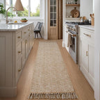 Collive Long Hallway Runner Rug 2x8, Boho Washable Runners Indoor Entryway Rugs Tan Cotton Woven Kitchen Runner Carpet, Farmhouse Low Profile Front Door Mats for Bedside Laundry Room Doorway