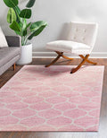 Rugs.com Lattice Frieze Collection Rug – 3' 3 x 5' 3 Light Pink Medium Rug Perfect for Living Rooms, Large Dining Rooms, Open Floorplans