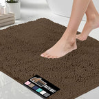 GORILLA GRIP Bath Rug Mat 44x26, Thick Soft Absorbent Chenille, Quick Dry Microfiber Mats, Rubber Backing Washable Shower Floor Rugs, Bathmat Runner, US Designed Bathroom Home Decor Accessories Brown