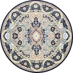 Unique Loom Narenj Collection Classic Traditional Medallion Textured Design Area Rug, 10' 0" x 10' 0", Navy Blue/Tan