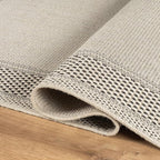 CAMILSON Easy Jute Rug 8x10, Indoor Outdoor Off-White Color Fiber Area Rugs for Entry, Living Room and Bedroom Rug, Bordered Boho Woven Design, Easy-Cleaning, Washable Outside Carpet (8 x 10)