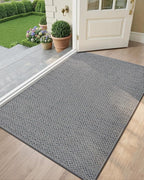 Color&Geometry Ultra-Thin Indoor Door Mat, 36"x56" Low-Profile Non-Slip Entryway Rug with Modern Geometric Texture, Washable Doormat for Indoor Entrance, Front Door, Light Grey (Rolled-up NO Creases)