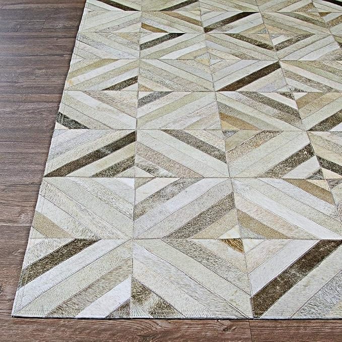 Premium Diamond Patterned Leather Area Rug - 2X3 ft - Grey - Luxury Non Slip Floor Accent for Dining Room, Living Room, Entryway, Elegant Collection Indoor Carpet
