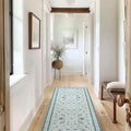 EVERGRACE Hallyway Area Runner Rugs 2x6, Boho Floral Faux Wool Indoor Outdoor Rugs, Washable Rugs for Bedroom Bathroom Living Room Kitchen, Low Pile Floor Mat Carpet for Home Decor, Pale Blue