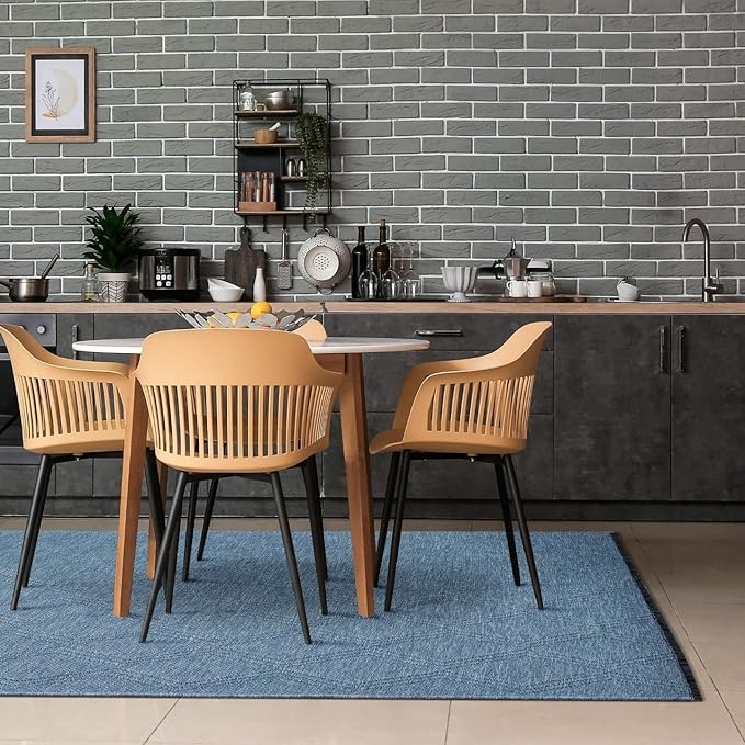 LUXE WEAVERS Modern Farmhouse Blue 9x12 Washable Area Rug, Anti-Slip Diamond Pattern Carpet