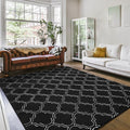 Amearea Fluffy Indoor Area Rug, Soft Trellis Moroccan Rugs for Bedroom, Shag Modern Area Rug for Living Room Kids Room Nursery, Easy Clean, Home Decor Low Pile Carpet, Black 6x9 Feet