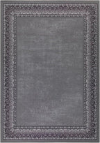 Antep Rugs Alfombras Bordered Modern 8x10 Non-Slip (Non-Skid) Low Pile Rubber Backing Indoor Area Rug (Gray, 7'10" x 10')