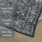 Morebes Vintage 8x10 Area Rugs for Living Room, Washable Black Rugs for Bedroom Farmhouse Non-Slip, Soft Distressed Indoor Floor Boho Carpet for Dining Room Playroom Home Office