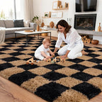Upgrade Non-Slip Plush Rugs for Living Room, Soft Shaggy Carpets for Living Room, Fuzzy Rugs for Kids' Room, Perfect Decor for Modern Home Grid 8x10Feet