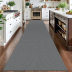IOHOUZE Washable Exrea Long Hallway Runner Rug 3x14 Non Slip Rubber Backed Kitchen Runner Entryway Runner Indoor, Woven Rugs Floor Carpet for Kitchen Hall Entryway Stair,Dark Grey