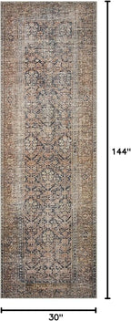 Loloi Amber Lewis Billie Collection, Ink & Salmon 2'-6" x 12'-0" Area Rug – Antique & Distressed Accent Rugs for Living Room, Bedroom, Entryway & Hallway, No Shed High Traffic Area Home Decor Rug