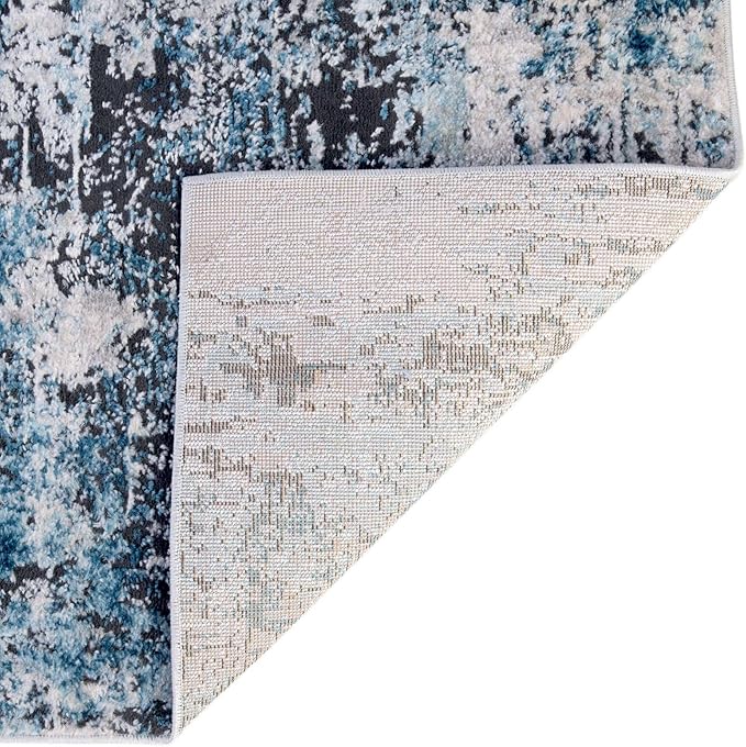 Rugs.com Leipzig Collection Area Rug – 8X10 Blue Low-Pile Rug Perfect for Living Rooms, Large Dining Rooms, Open Floorplans