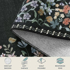 Lahome Boho Floral 2x6 Black Bathroom Runner Rugs Non Skid Washable, Rug Runners for Hallways Non Slip Kitchen Carpet Runner, Soft Runners for Entryway Laundry Bedroom(2x6ft,Black)