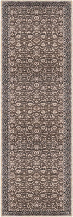 Vintage Floral 2x6 Runner Rug, Mocha Brown Washable Kitchen Runner Rug Non-Slip Hallway Rug Runner Boho Thin Printed Faux Wool Super Soft Carpet for Entryway Bedroom Laundry Room Indoor