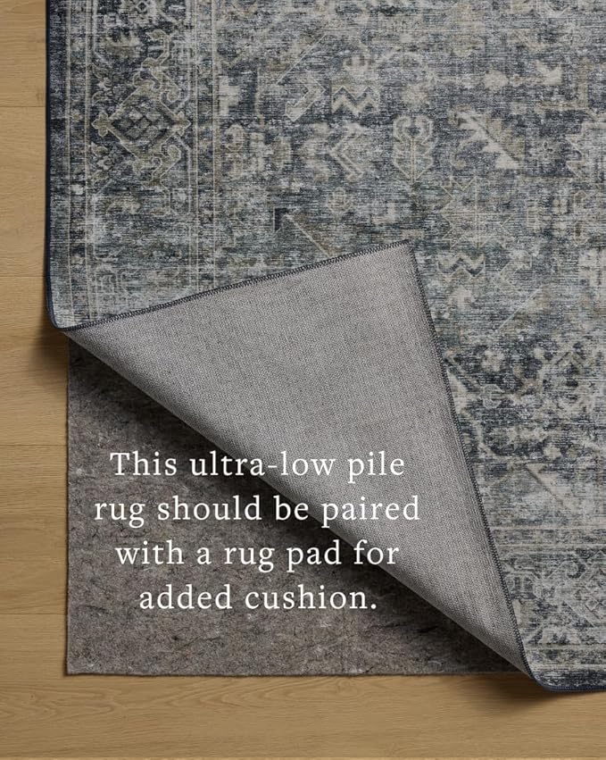 Loloi Amber Lewis Josie Collection JOS-01 Ocean/Natural 2'-6" x 12'-0", .13" Pile Height, Low Profile, Machine Washable, Runner Rug