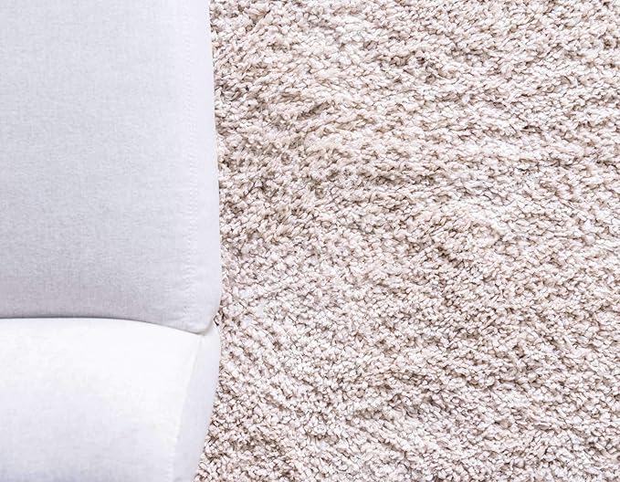 Unique Loom Davos Shag Collection Area Rug - Solid (5' 3" x 8' Rectangle, Linen)