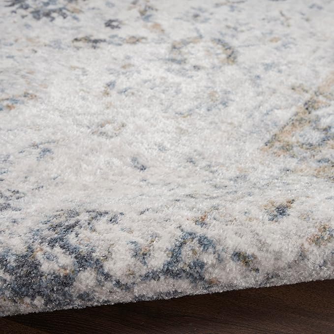 Nourison Home Astra Machine Washable Ivory Blue 4' x 6' Area Rug - Easy Clean, Non Shedding, Bed Room, Living Room, Dining Room, Kitchen (4' x 6')