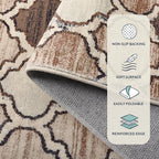 Lahome Moroccan Runners for Hallways- 2x4 Area Rug Washable Non-Slip Soft Bathroom Runner Ultra-Thin Small Kitchen Mat, Modern Print Distressed Floor Runners for Entryway Bedroom （Coffee,2'x4'