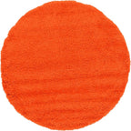 Unique Loom Solid Shag Collection Area Rug (6' 1" Round, Tiger Orange)