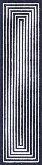 Unique Loom Sabrina Soto Outdoor Collection Geometric, Modern, Vibrant, Carved Area Rug (2' 0 x 8' 0 Runner, Navy Blue/ Ivory)