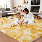 Upgrade Non-Slip Plush Rugs for Living Room, Soft Shaggy Carpets for Living Room, Fuzzy Rugs for Kids' Room, Perfect Decor for Modern Home Tie Dye Yellow 6x9Feet