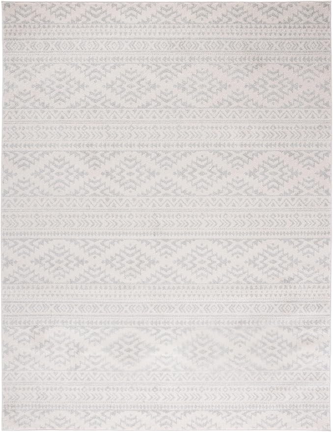 SAFAVIEH Area Rug 6x9 - Tulum Collection - Ivory & Light Grey, Moroccan Boho Tribal Design, Non-Shedding & Easy to Clean, Ideal for Living Room, Bedroom, Dining Space (TUL272G)