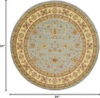 Unique Loom Voyage Collection Traditional Oriental Classic Intricate Design Area Rug (8' 0 x 8' 0 Round, Light Blue/Gold)
