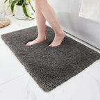 Dark Grey Bathroom Rugs 24x36 Non Slip Fluffy Bath Mat for Bathroom Floor Washable Plush Luxury Bath Rug for Tub Soft Shaggy Absorbent Shower Sink Mat