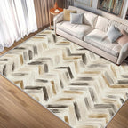 Washable 4x5 Chevron Rug Living Room, Modern Abstract Art Design Area Rugs for Bedroom, Chevron Home Decor Carpet, Low Pile, Non Slip, Kids & Pet Friendly (N4190)