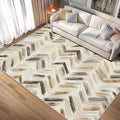 Washable 4x6 Chevron Rug Living Room, Modern Abstract Art Design Area Rugs for Bedroom, Chevron Home Decor Carpet, Low Pile, Non Slip, Kids & Pet Friendly (N4191)