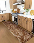 Area Rug 2x8 Rug Machine Washable Non-Slip Low Pile Print Pattern Western Rug for Living Room Bedroom Entryway Tribal Series -Yellowbrown/Cream