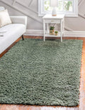 Unique Loom Davos Shag Collection Area Rug - Solid (5' 3" x 8' Rectangle, Sage)