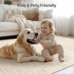 Valenrug Washable Rugs 5x7 - Non Slip 5x7 Area Rugs for Living Room, Stain Resistant Area Rugs for Bedroom, Foldable Machine Washable Area Rug(5'x7', Beige)