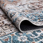 Bloom Rugs Caria Washable Non-Slip 7 ft Runner - Terracotta/Blue Traditional Runner for Entryway, Hallway, Bathroom, and Kitchen - Exact Size: 2'6" x 7'