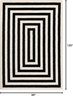 Abani Contemporary Black & Ivory 7'9" x 10'2" Area Rug, Contrasting Geometric Modern Stripe Symmetrical Living Room Carpet Rugs