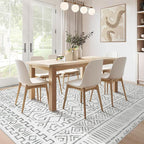 5x7 Area Rug Living Room: Washable Boho Geometric Moroccan Rug Neutral Modern Farmhouse Indoor Soft Non Slip Ultra Thin Printed Pattern Carpet for Dining Room Bedroom Nursery Home (BeigeGray, 5'x7')