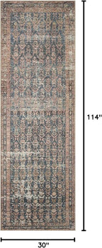 Loloi Amber Lewis Billie Collection, Ocean & Brick 2'-6" x 9'-6" Area Rug – Antique & Distressed Accent Rugs for Living Room, Bedroom, Entryway & Hallway, No Shed High Traffic Area Home Decor Rug