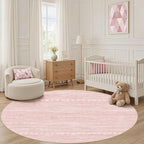 Nakagishi Round Rug Kitchen Washable Rugs: 5x5 Non-Slip Boho Soft Modern Stain Resistant Indoor Floor Neutral Farmhouse Throw Carpet for Hallway Bathroom Laundry Room Entryway Bedroom- Pink