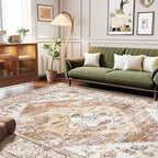 Lahome Rug for Living Room Machine Washable Area Rug 6x9 Boho Non Slip Bedroom Carpet Throw Ultra Thin Carpet for Dining Room, Farmhouse Neutral Print Soft Indoor Mat for Office Home (Taupe, 6'x9')