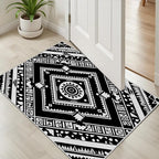 Area Rugs for Living Room 4x5, Moroccan Washable Low Pile Rug, Boho Neutral Farmhouse Ultra Soft Carpet for Bedroom Dining Room Home Decor, Geometric Print Tribal Carpets Black and White