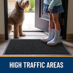OLANLY Front Door Mat Indoor Outdoor Entrance, Waterproof Heavy Duty Doormat, Fade Resistant, Low Profile, Easy Clean Patio Porch Welcome Floor Mats for Entry, 71x47, Black