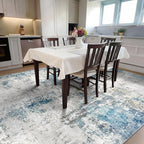 Area Rug for Living Room 10x14 - Extra Large Washable Neutral Modern Abstract Rugs, Soft Carpet with Non Slip Backing for Under Dining Room Table, Bedroom, Home, Office, Dorm - Blue Gray