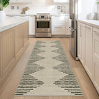 HelloTree Hallway Runner Rug，2.6x8 Moroccan Modern Stripe Carpet Washable Machine Bathroom Runner Bohemian Design Modern Soft Non Slip Indoor Rug for Entryway Hallway Laundry Room Bedroom-Cream