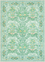 Lahome Floral Washable Area Rugs 5x7, Soft Green Rugs for Living Room Bedroom, Boho Non Slip Low Pile Forest Stain Resistance Large Throw Carpet for Farmhouse Dining Room Office,Sage Green