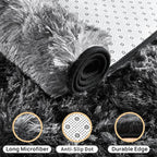 Fluffy Carpet for Living Room, Furry Carpet for Teen, Shaggy Rug for Nursery Room, Black Grey Fuzzy Plush Rug for Dorm 6x9 Feet