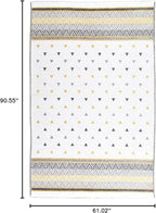 Alfa Rich 5x8 Gold Gray Off White Washable Area Rugs for Living Room Bedroom Kitchen Decor Cotton