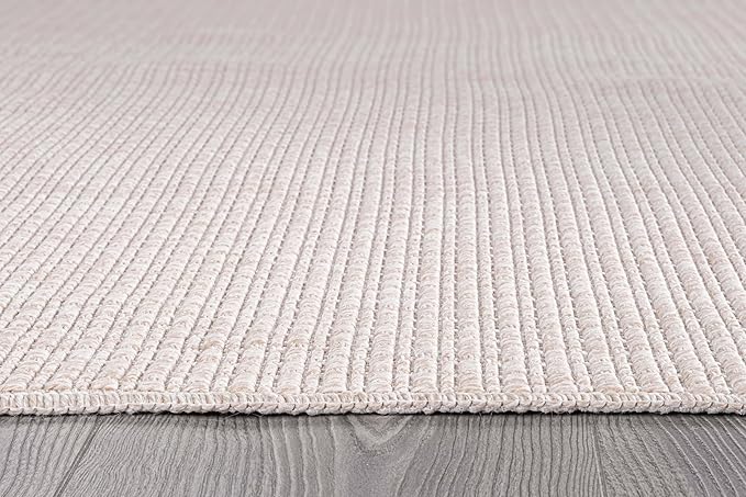 Beverly Rug Easy Jute Off White Rug 8x10 Solid Washable Durable Outdoor Indoor Area Rugs for Living Dining Room Patio Office Stain Resistant Non Shedding Casual Indoor Outside Carpet 8 x 10 Off-White